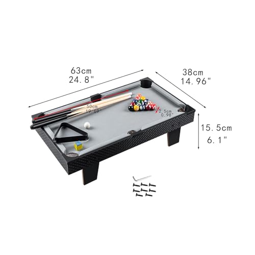 Mini Tabletop Pool Set Billiards Game Home Pool Cues Interaction Toy Desktop Snooker Table Indoor Game Toy for Travel Table, 63cmx38cmx15.5cm