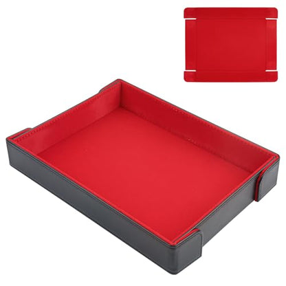 PU Leather Dice Tray Magnetic Folding Dice Rolling Mat with Red Felt Lining for Dice Games Portable Tabletop Board Games Tray - color: Red