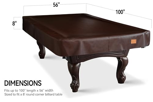 Heavy Duty Leatherette Billiard Pool Table Cover, Waterproof & Tearproof Cover for Pool Table 7/8/9FT 8Feet-Chestnut - color: Chestnut, size: 8FT-(100"LX 56"WX 8“H)