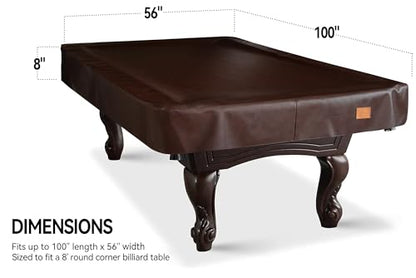 Heavy Duty Leatherette Billiard Pool Table Cover, Waterproof & Tearproof Cover for Pool Table 7/8/9FT 8Feet-Chestnut - color: Chestnut, size: 8FT-(100"LX 56"WX 8“H)