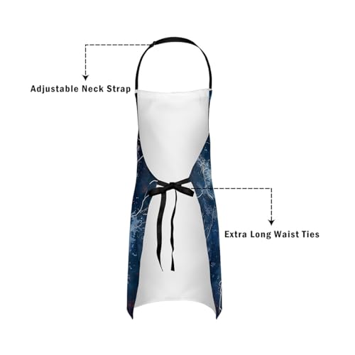 Manfei Ball Sports Kids Kitchen Apron - color: Dark Blue Red White