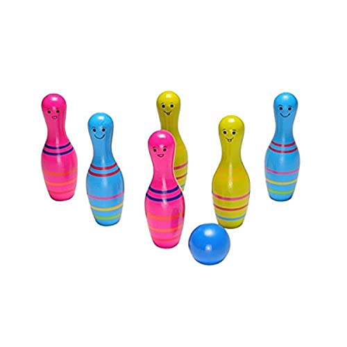 BS Toys Skittles Junior Wooden Bowling Game for Kids Ages 3 & Up