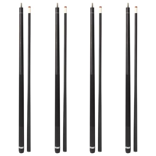 GSE Games & Sports Expert 58" 2-Piece Fiberglass Graphite Composite Billiard Pool Cue Sticks (Several Colors Available, Weight from 18oz, 19oz, 20oz, 21oz) - color: Matte Black, style: set of 4