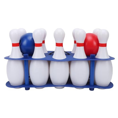 Kids Bowling Set Durable Safe 10 White Plastic Pins with 2 Lightweight Balls for Family Fun Indoor Outdoor Use (for Kids Aged 3 and Above)