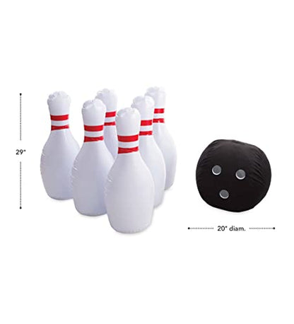 HearthSong Giant Indoor/Outdoor Inflatable Bowling Game for Kids' with Six 18" H Pins and 12.5" Diameter Ball