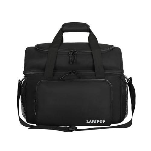 LARIPOP 2 Ball Bowling Bag Double Bowling Ball Carrier with Padded Holder, Shoe Compartment for Men Women Bowling League & Tournament - color: Black