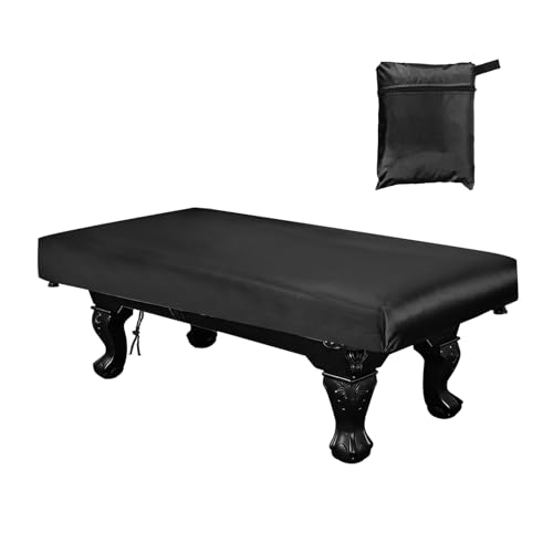 Billiard Pool Table Cover, Waterproof Dustproof Billiards Accessories with Storage Bag, 7 ft & Oxford & Silver-Plated & Black - Fitting for(Snooker Billiard Table/Outdoor/Indoor) - color: Black, size: 7ft