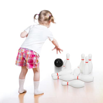 Toddmomy Small Bowling Set 10 Plastic Bowling Pins and 2 Balls Mini Game for Kids Indoor Outdoor Game for Family Play Motor Skills Activity