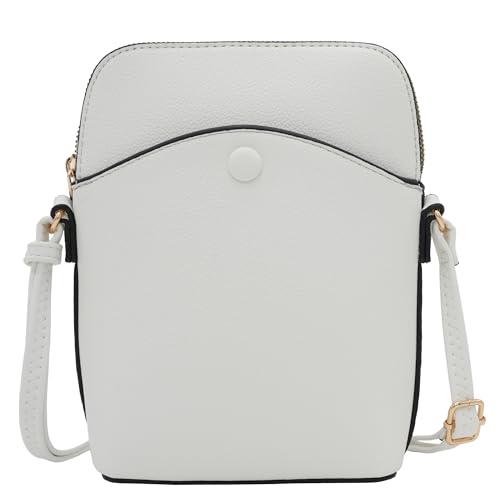 Solene Small Crossbody Bag with Gold Hardware, Mini Shoulder Purse with Adjustable Strap - color: White
