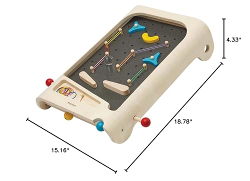 PlanToys® Pinball Wooden Tabletop Arcade Game for Kids Ages 3+ | Montessori Toy for Coordination, Focus & Fine Motor Skills | Eco-Friendly Educational Indoor Game