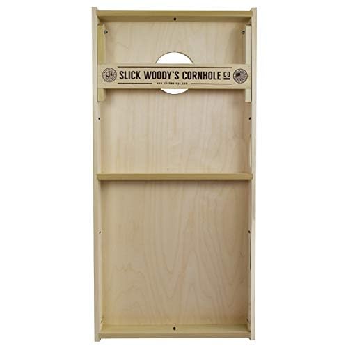 Slick Woody's Professional-Grade Cornhole Boards - 4'x2' Solid Wood Regulation Woodgrain Flag Bean Bag Toss Game with 8 Resin Filled Bags - color: Woody Zone