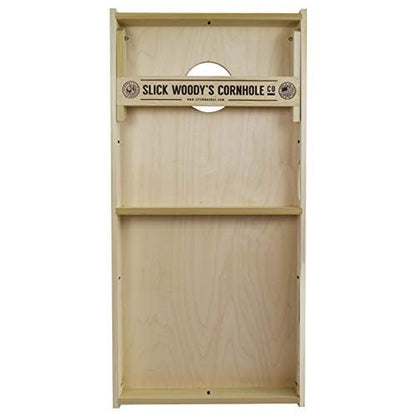 Slick Woody's Professional-Grade Cornhole Boards - 4'x2' Solid Wood Regulation Woodgrain Flag Bean Bag Toss Game with 8 Resin Filled Bags - color: Woody Zone