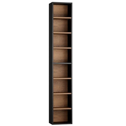 FOTOSOK 8-Tier Media Tower Rack, 11.6 X 9.3 X 71 Inches CD DVD Slim Storage Cabinet with Adjustable Shelves, Tall Narrow Bookcase Display Bookshelf for Home Office, Black/Brown - color: Black/Brown