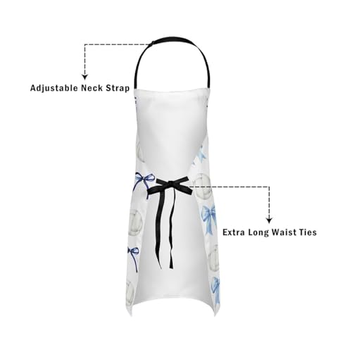 Manfei Blue Bowknot Kids Kitchen Apron - color: Dreamy Blue