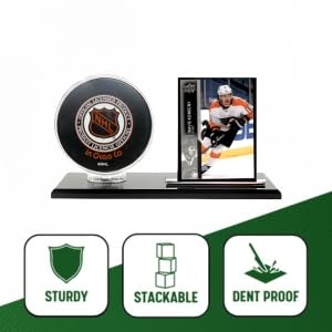 Acrylic Hockey Puck and Card Display Case | Acrylic Holder | Black Base and Clear Viewing Display Case | Protection & Elegant Design