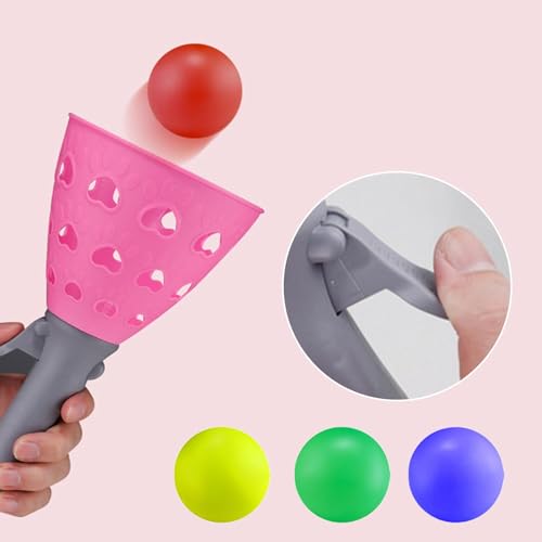 6 Pieces Click Catch Games Toss and Pass Set with Launcher Baskets and Balls for Parent Child Team Activities Suitable for Summer Sports Birthday - color: Red