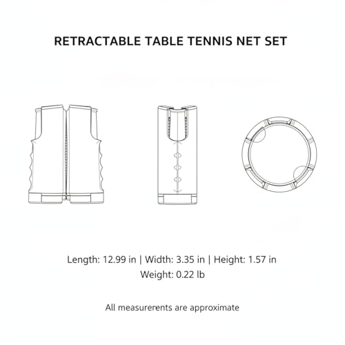 Retractable Table Tennis Net Set, Portable Nylon Ping Pong Net for Flat Surfaces, Damage-Free Setup - color: Black