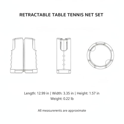 Retractable Table Tennis Net Set, Portable Nylon Ping Pong Net for Flat Surfaces, Damage-Free Setup - color: Black