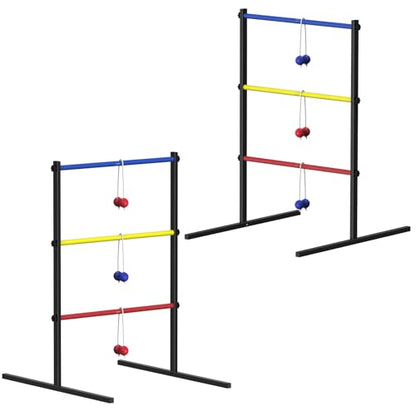 Ladder Toss Game Set, 2 Pack Ladder Ball Rack with 6 Bolas, Portable Outdoor Games Set are Suitable for Backyards, Lawns, Beaches, Camping, Game Parties with Family Friends, 24''L X 29.5''W X 37''H
