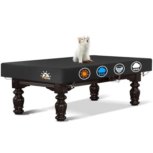Zettum Pool Table Cover - 7/8/9 Feet Billiard Table Covers, 600D Waterproof & Heavy Duty Covers for Billiard Pool Table, Scratch-Proof UV Protection Snooker Furniture Table Cover - 7 Feet - size: 7FT - 92"L x 52"W x 8“H