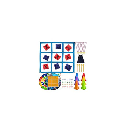 Carnival Games Set, Outdoor Giant Tic Tac Toe Games, Soft Plastic Cones Bean Bags Ring Toss Game Combo Set, 26" Dart Board with Sticky Balls for Kids Adults Family Indoor Lawn Yard Birthday Party - size: D+GTB-T-60