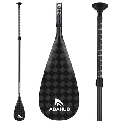 Abahub Carbon Fiber SUP Paddles, 1 x 3 Section Adjustable 67" - 86" Carbon Fiber Shaft, Lightweight Stand-up Paddle Oars for Paddleboards, with a Carrying Bag - color: Carbon Square Print