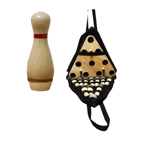 Simhoa Shuffleboard Bowling Pin Set Wooden Bowling Set Equipment with Storage Bag Desktop Bowling Toy for Birthday Gifts Sports