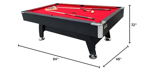 RACK Draco 7-Foot Tournament Billiard/Pool Table – Professional Competition Game Table - color: Red Felt with Black Body