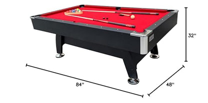 RACK Draco 7-Foot Tournament Billiard/Pool Table – Professional Competition Game Table - color: Red Felt with Black Body