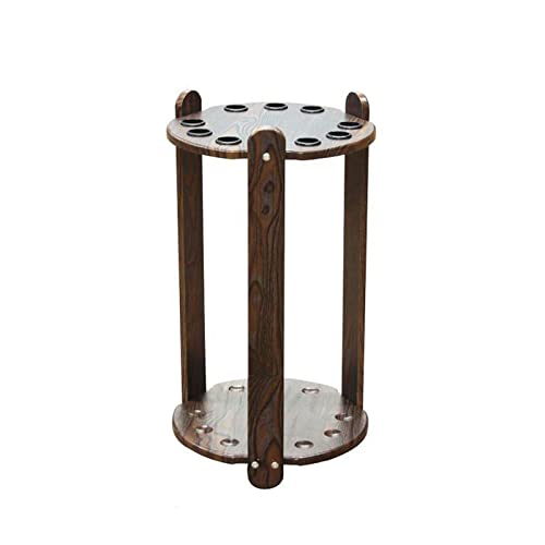 Pool Cue Racks,Freestanding Pool Cue Rack Floor Stand -Billiard Cue Racks Holder Angle,Ball Floor Rack/Square/8 Holes (60X30X24Cm) (Round 9 Holes (60X33Cm))