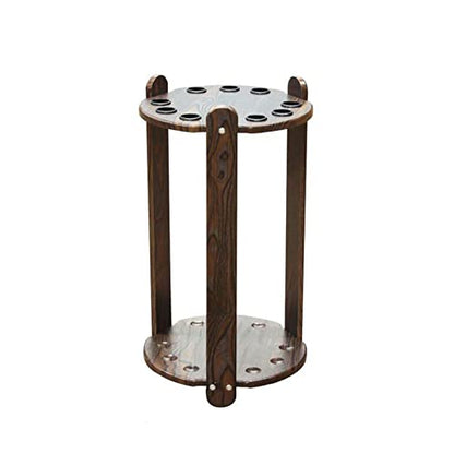 Pool Cue Racks,Freestanding Pool Cue Rack Floor Stand -Billiard Cue Racks Holder Angle,Ball Floor Rack/Square/8 Holes (60X30X24Cm) (Round 9 Holes (60X33Cm))