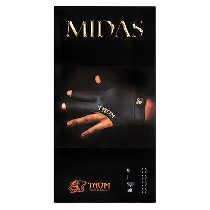 TAOM Midas Ultra Silky Thin Billiards Pool Cue Gloves Left Bridge Glove for Right Handed Player Size Large (L)