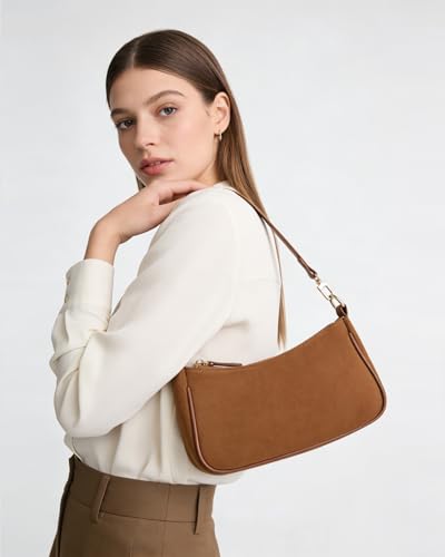 VODIU Clutch Tote Handbags with 2 Removable Straps and Zipper Closure Crossbody Bags Shoulder Purse Handbag for Women - color: C-brown