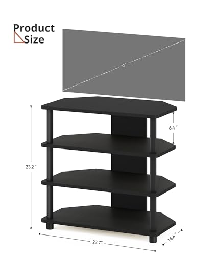 4-Tier Game Console Stand, Media Table with Open Storage, Small Entertainment Stand for Living Room Bedroom, Holds TV up to 32" - color: Blackwood
