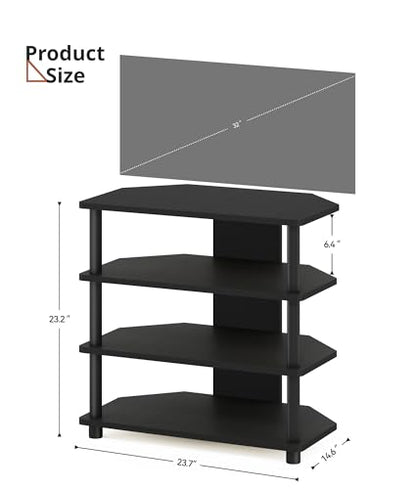 4-Tier Game Console Stand, Media Table with Open Storage, Small Entertainment Stand for Living Room Bedroom, Holds TV up to 32" - color: Blackwood