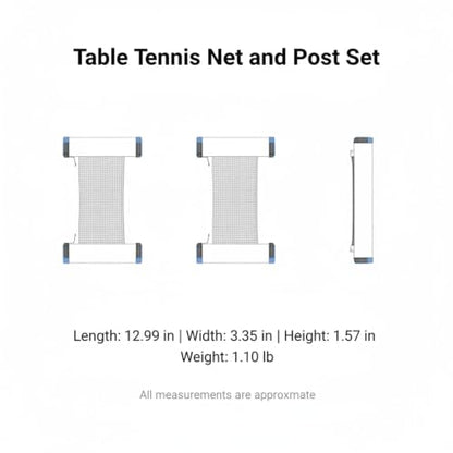 Table Tennis Net and Post Set, Durable Nylon Mesh Replacement Kit with Screw-On Clamps for Standard 9ft Tables