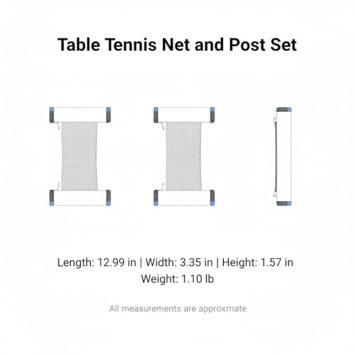 Table Tennis Net and Post Set, Durable Cotton-Nylon Mesh with Screw-On Clamps for Standard 9ft Tables