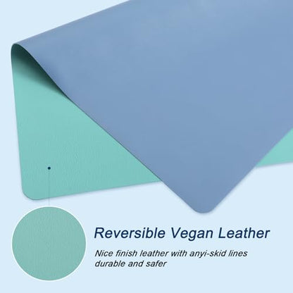 Drydiet Vegan Leather Mahjong Game Mat 31.5 x 31.5 Inch Reversible Anti Slip Noise Reducing Waterproof Mahjong Mat for Table, Poker, Board Games, Dominoes and Card Game(Mint Green and Dusty Blue) - color: Mint Green and Dusty Blue
