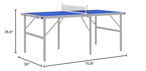 Pinklion Professional Ping Pong Table Set for Outdoor and Indoor, Foldable Table Tennis Table with Net, 2 Paddles, 3 Balls, Adjustable Feet, Easy Assembly, Blue