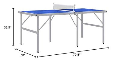 Pinklion Professional Ping Pong Table Set for Outdoor and Indoor, Foldable Table Tennis Table with Net, 2 Paddles, 3 Balls, Adjustable Feet, Easy Assembly, Blue