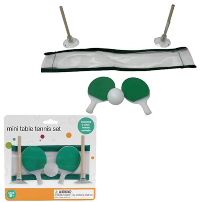 Mini Tabletop Ping Pong Set, Desktop Table Tennis Set with 2 Mini Tennis Rackets, 1 Net, 1 Ball, 2 Suction Cups, 2 Posts - Miniature Table Tennis Paddle Game, Portable Table Tennis Set for All Ages
