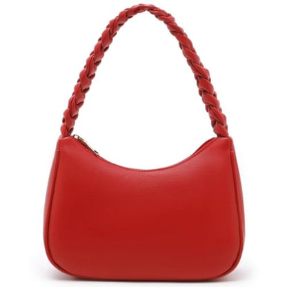 CYHTWSDJ Shoulder Bags for Women, Cute Hobo Tote Handbag Mini Clutch Purse with Zipper Closure - color: Braid Red