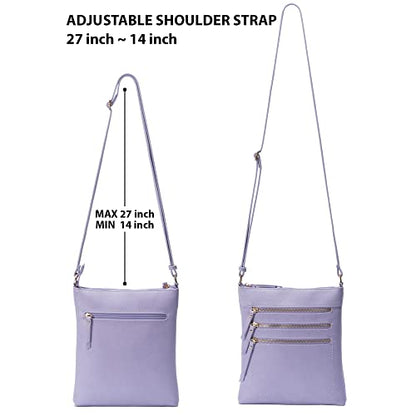 Solene Crossbody Bag Functional Multi Pocket Messenger Purse Top Zip Closure Shoulder Handbag With Adjustable Strap - color: Lavender