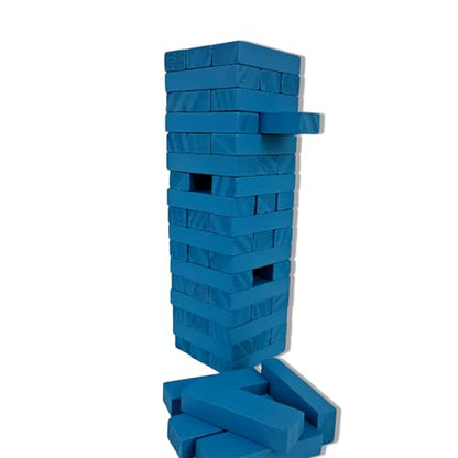 54PCS Wooden Stacking Tumbling Tower Game, Natural Wood Blocks for Adults, Classic Tabletop Party Game for Game Night, Office Stress Relief, Travel Friendly (Blue) - color: Blue