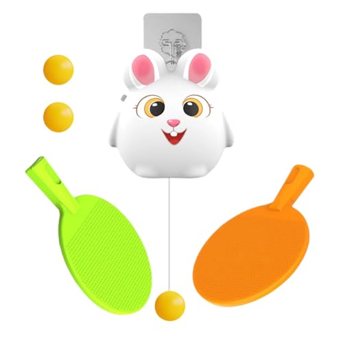 Mini Table Tennis Kit - Door Mounted Pong Game for Adults | Foldable Net with Lightweight Paddles and Balls, Portable Indoor Sports Entertainment, Play Accessory 53.15in - color: rabbit