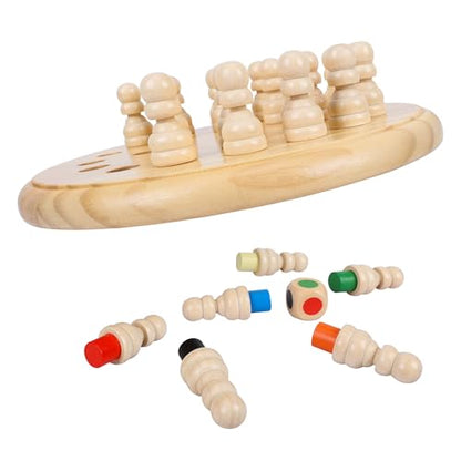 Gothink Wooden Memory Chess Matching Game, 7.5 Inch Wooden Memory Match Stick Chess Board Game, Educational Games for Kids, Montessori Preschool Toy for Toddler Birthday Gift - style: Memory Chess Match Game