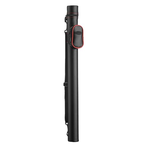 Casemaster Q-Vault Supreme Billiard/Pool Cue Hard Case, Holds 1 Complete 2-Piece Cue (1 Butt/1 Shaft) - color: Black with Red Trim