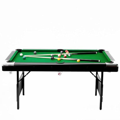 Billiards Table, Portable Foldable Space-Saving Table, Pool Table,Billiard Table Set Includes Balls, Cues, Chalks and Brush, Perfect for Family Game Room,Adult Rrec Room - color: Green