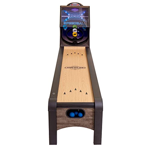 American Legend 9’ Arcade Speedball Game with Electronic Scoring, Automatic Ball Return, LED Lighting & 4 Game Balls, Walnut Finish