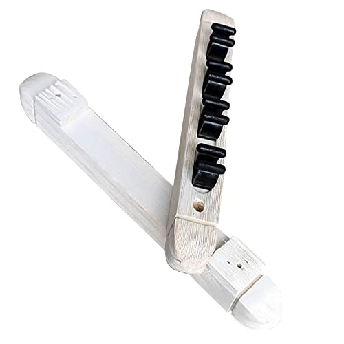 2Pcs 4 Pool Cue Rack Storage Table Rods Clip Bracket Wall Mounted Solid Wood Cue Rack Holder for Billiard Clubs Game Room Pool Bars Players - color: White